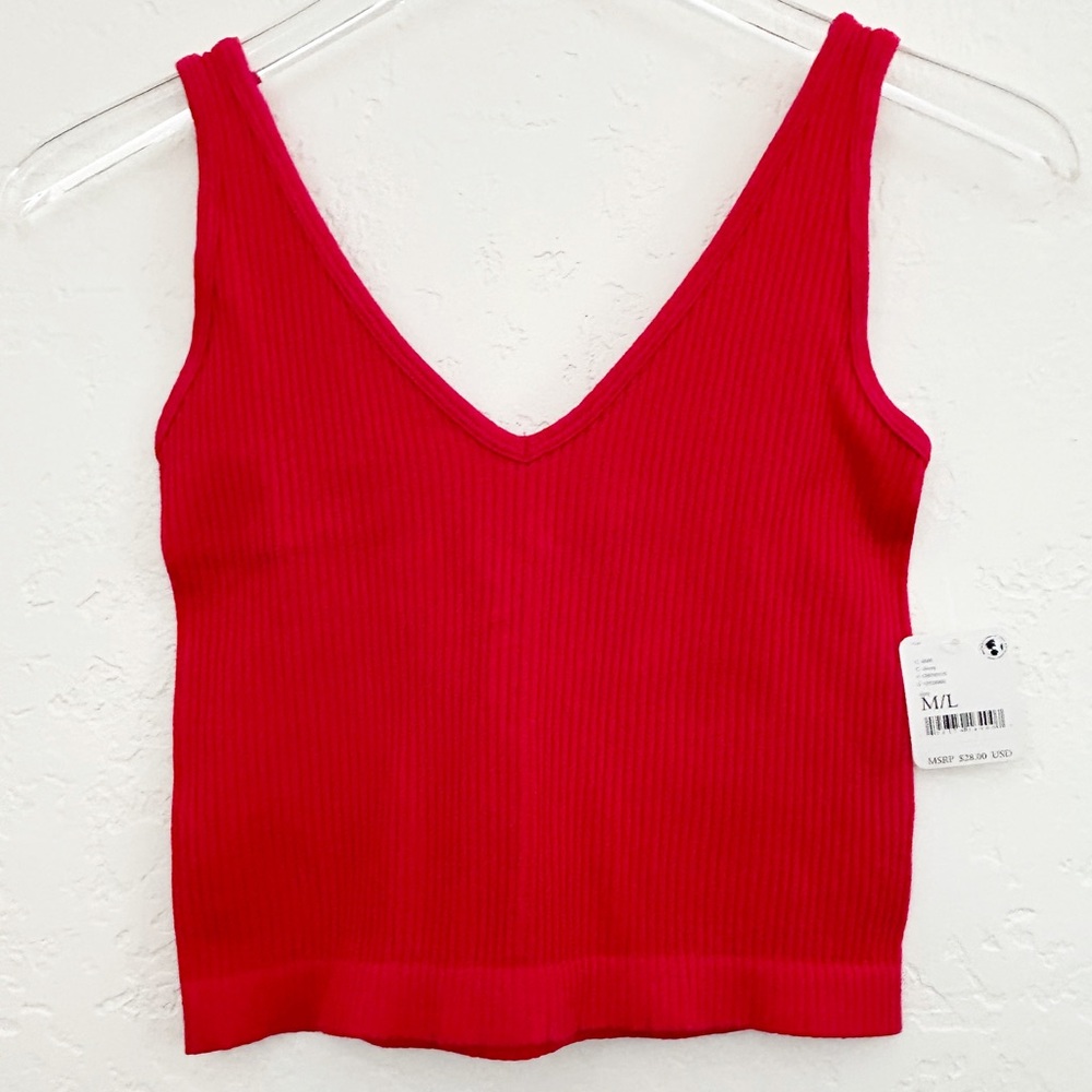 Free People Intimately Red Ribbed Tank Bra Size m/l - Picture 3 of 6